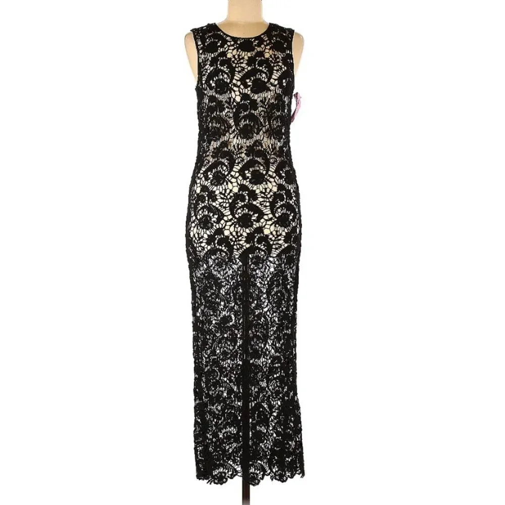 New Free People Crochet Maxi- Black Size Medium